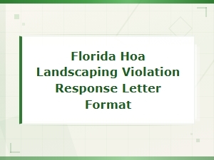 Florida Hoa Landscaping Violation Response Letter