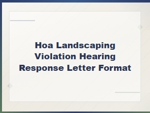 Hoa Landscaping Violation Hearing Response Letter Template